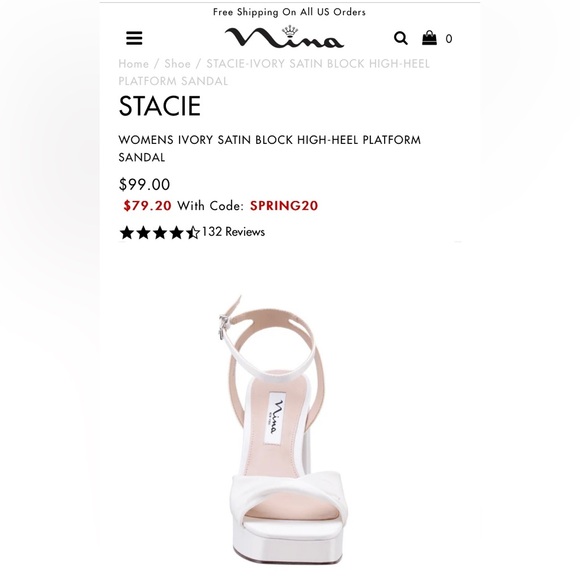 nina “stacie” block heel ivory satin platform - Picture 6 of 10